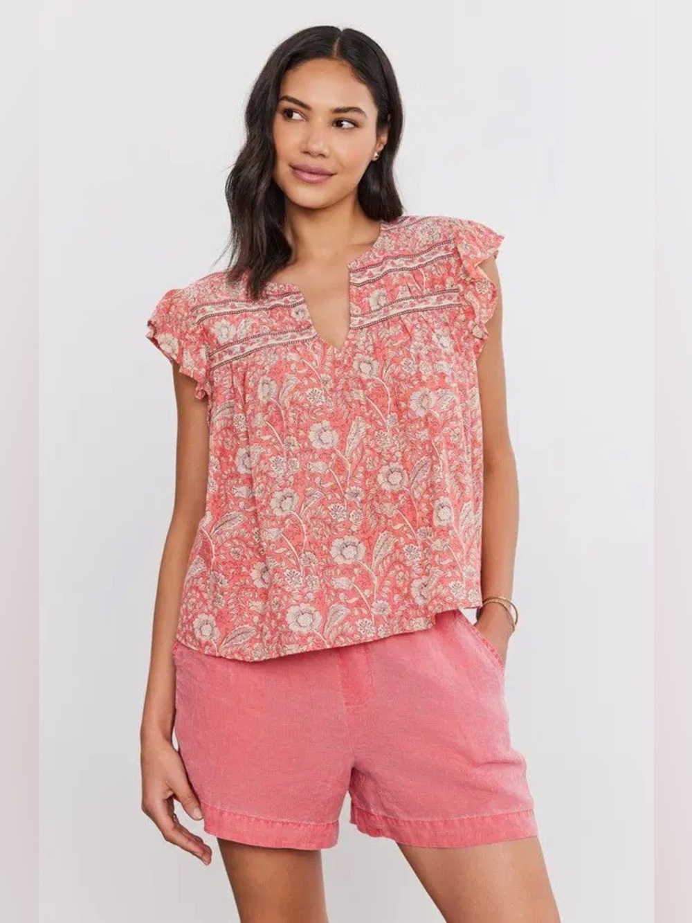 VELVET By GRAHAM & SPENCER Women’s Kenzie Top in Rouge Pink Floral